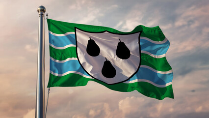Worcestershire Waving Flag Against a Cloudy Sky