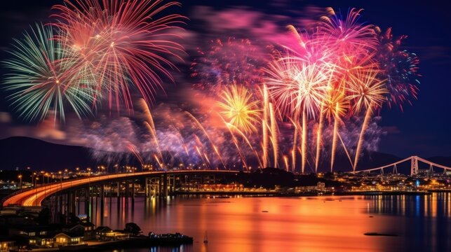 Fireworks festival on New Year's Eve.AI generated image