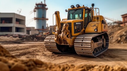 Big bulldozer on construction site.AI generated image