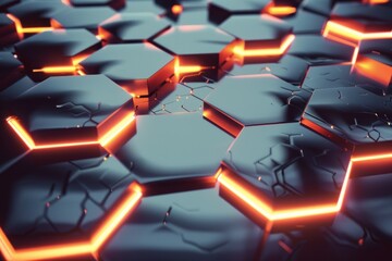3d render of abstract futuristic background with hexagon shapes