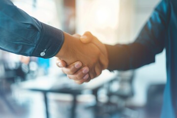 Businessmen shaking hands in an office