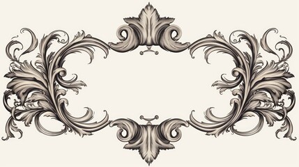 Vintage baroque frame. Old engraving. Retro ornament pattern in antique rococo style decorative - obrazy, fototapety, plakaty