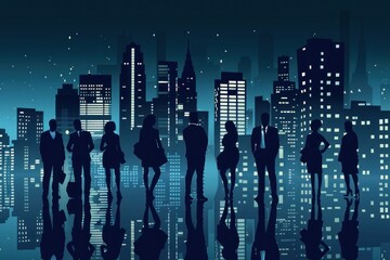 A group of business people standing in front of the city skyline - 782096494