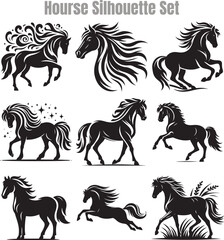 Horse Silhouette Vector Illustration Design Bundle