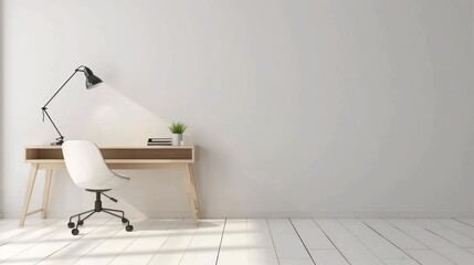 Office room mockup with white wall background