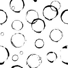 Bubble seamless pattern. Black circle stamp