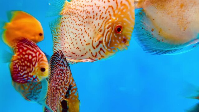 4K Pompadour fish are swimming in fish tank