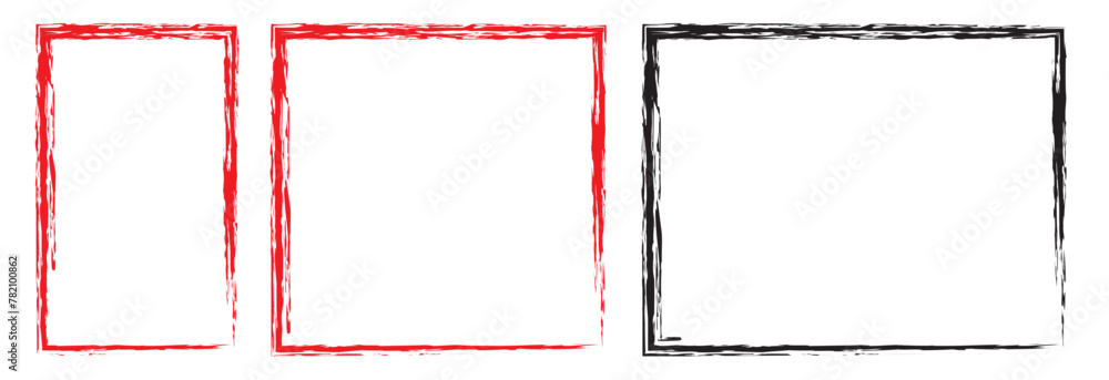Poster set of brush painted ink stamp frames with place for your design element. grunge photo frames and bo