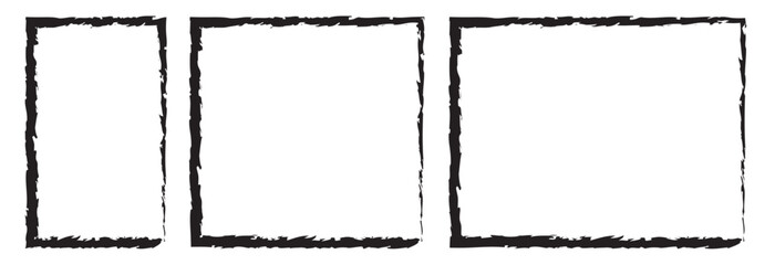 Set of grunge style frames black on white background. 
