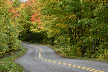 A country road in autumn, Québec, Canada