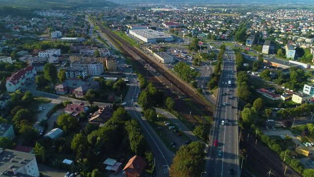 Panorama Street Sobieskiego Over Tracks Rumia Krajobraz Aerial View Poland