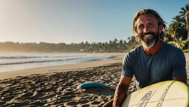 Portrait of a smiling male surfer