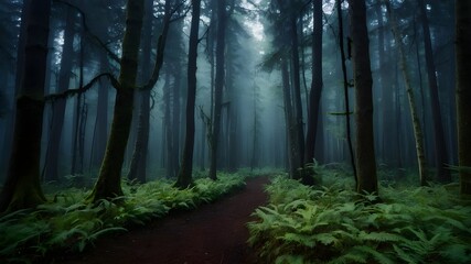 Describe a mystical forest where the trees whisper secrets to those who dare to listen.