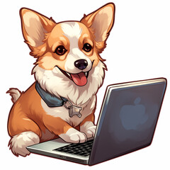 Norrbottens pets dog working on laptop сreated with Generative Ai