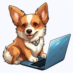 Norrbottens pets dog working on laptop сreated with Generative Ai