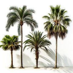 Obraz premium Set of Palm trees, white isolated cutout design elements.