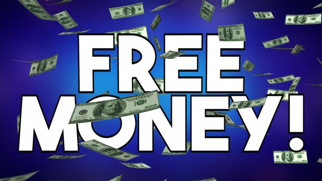 Free Money Extra Income Easy Cash Dollars Falling Make New Earnings 3d Animation