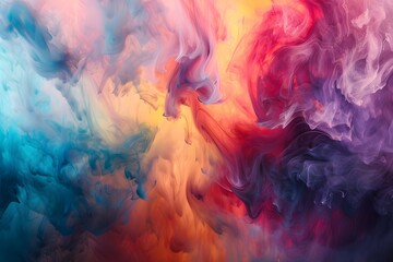 A colorful painting with a lot of different colors and shapes. The painting is abstract and has a lot of energy - obrazy, fototapety, plakaty