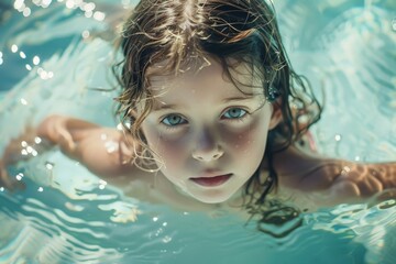 person swimming in the pool. Beautiful simple AI generated image in 4K, unique.