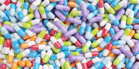 Fototapeta na wymiar Medicine Capsules. Medical tablets and antibiotics