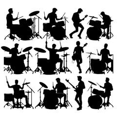 drummer  silhouette , Musician Drummer Silhouette , Silhouette of the drummer and drums , music silhouette 