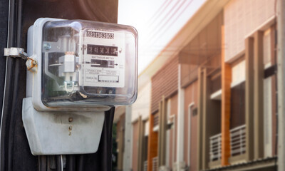 Electric meter for use home appliances, Modern technology  monitor the electrical, consumption of...