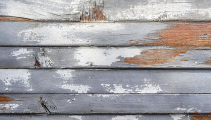 Rustic, weathered wooden planks texture with peeling paint in shades of white and silver. aligned horizontally.