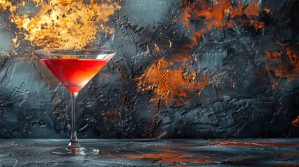 A cosmopolitan cocktail in a martini glass with a dark background - Powered by Adobe