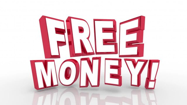 Free Money Words Easy Passive Income Stream Earn Extra Cash 3d Animation