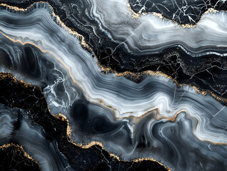 abstract black, gold and white marble background - obrazy, fototapety, plakaty