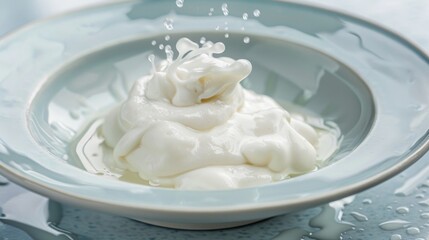 Fototapeta na wymiar The act of adding cream to a dish is a gesture of luxury, its velvety whites promising to elevate flavors and textures to sublime heights no splash