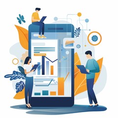 Business digital mobile app communication marketing connection, vector illustration style