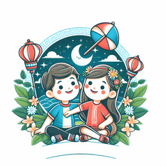Children playing in the park illustration 
