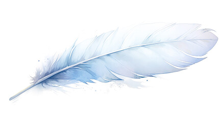 美しい１枚の白い羽根の水彩イラスト