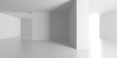 Minimalistic room space. White clean empty architecture interior