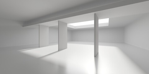 Minimalistic room space. White clean empty architecture interior