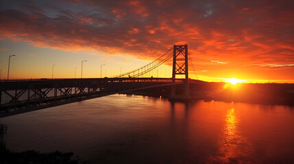 Fototapeta premium Sunset and a Bridge in USA