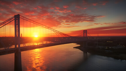 Obraz premium Sunset and a Bridge in USA