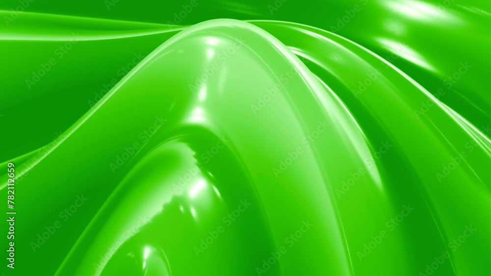 Poster organic green liquid flowing in a surface loop animated background
