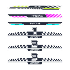 Racing. A sample of the design of the team of racers, fans. A template for a print on a T-shirt, clothes and souvenirs. Design of typography, banner poster. Modern style