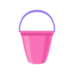 Plastic bucket. Vector illustration of pail. Cleaning tools simple flat icon. 