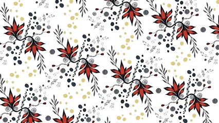Hand drawn, colorful, minimal yet elegant, floral pattern background design for greeting card, banner, thank you card, seasonal greeting, post card, wall paper, fabric print, wrapping paper.
