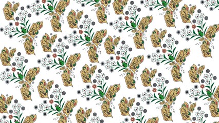 Hand drawn, colorful, minimal yet elegant, floral pattern background design for greeting card, banner, thank you card, seasonal greeting, post card, wall paper, fabric print, wrapping paper.