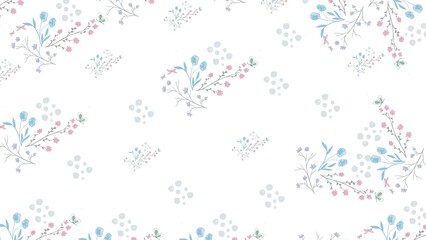 Hand drawn, colorful, minimal yet elegant, floral pattern background design for greeting card, banner, thank you card, seasonal greeting, post card, wall paper, fabric print, wrapping paper.