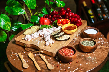 Wooden Table Adorned With Assorted Food Bowls