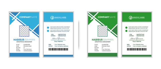 design template. Private ID Card.  Face Recognition ID Card.