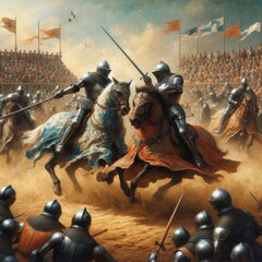 Close-up of a knight in armor in a fight