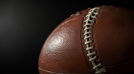 american football on grass, American football ball close up on black background, generative.ai