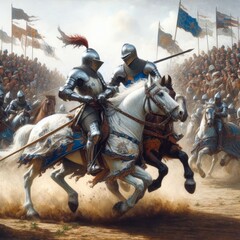 Close-up of a knight in armor in a fight