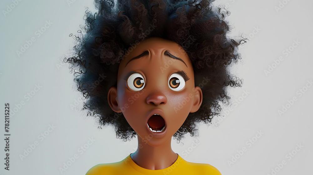 Sticker surprised shocked scared african cartoon character